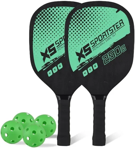 Vista 3 de Lixada Juego de palas de pickleball con 4 bolas de pickleball y bolsa de almacenamiento, raqueta de pickleball para deportes de interior y exterior