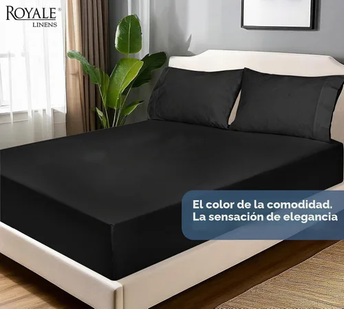 Vista 9 de Royale Linens Sábana bajera ajustable de 100% algodón orgánico - Tejido de percal - Sábanas bajeras de bolsillo profundo súper suaves - Sábana
