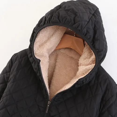Vista 3 de LiutIAn Chaquetas de invierno para mujer estilo casual cálida mullida acolchada sólidas básicas con cremallera abrigo holgado con bolsillo