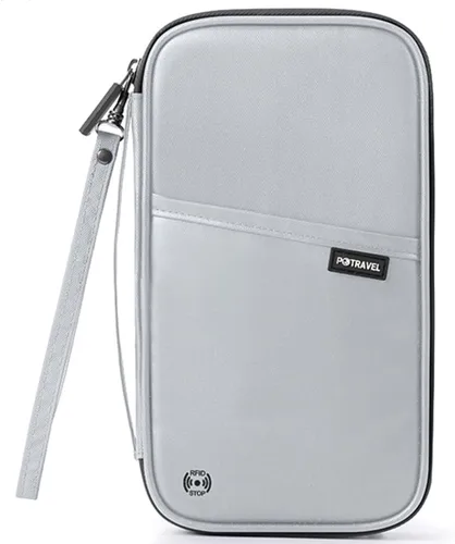 Vista 29 de VanFn Cartera RFID para pasaporte de viaje, soporte para pasaporte familiar, organizador de documentos de viaje serie P.Travel (nailon, gris)