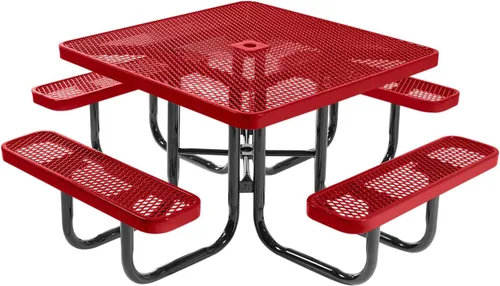 Vista 139 de COATEDOUTDOORFURNITURE Mesa de picnic cuadrada de 46 pulgadas, expandida, color negro