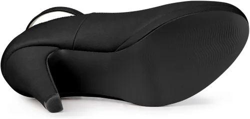 Vista 5 de Allegra K Zapatos de tacón de aguja con correa de tobillo y punta redonda para mujer