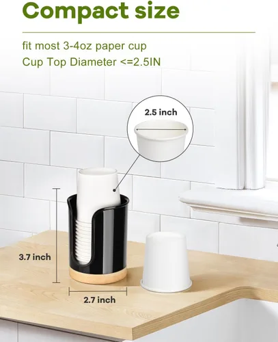 Vista 5 de Dispensador de vasos de baño - Portavasos pequeño para tazas de baño Dixie de 3 oz, tazas de enjuague bucal, dispensador de tazas de 3 a 4 onzas