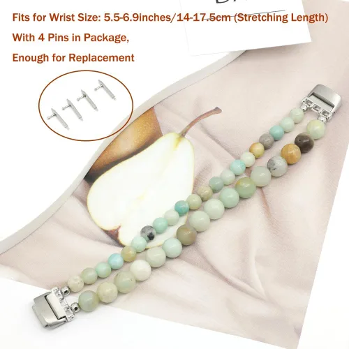 Vista 5 de C&L Accessories Brazaletes compatibles con Fitbit Inspire 3 para mujeres, pulsera con cuentas, correa de reemplazo ajustable con gemas