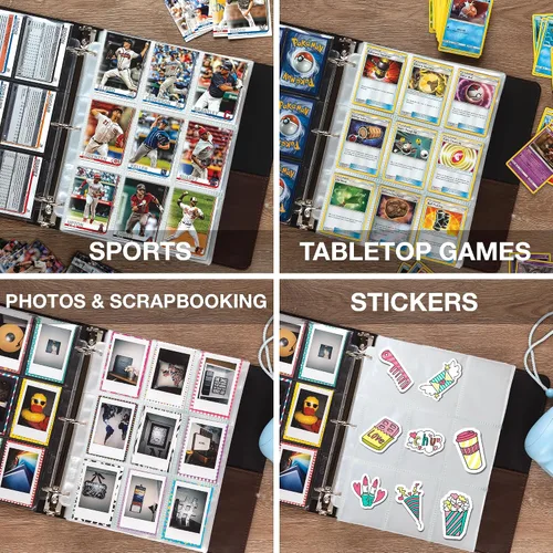 Vista 8 de Samsill Paquete de 40 protectores de páginas de 9 bolsillos, fundas para tarjetas de intercambio, páginas de béisbol para carpeta de 3 anillos