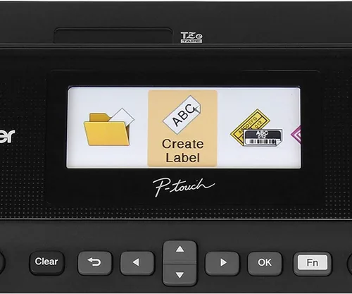 Vista 4 de Rotuladora Brother PTD600 conectable a PC con pantalla/cinta a color, Negro/Gris
