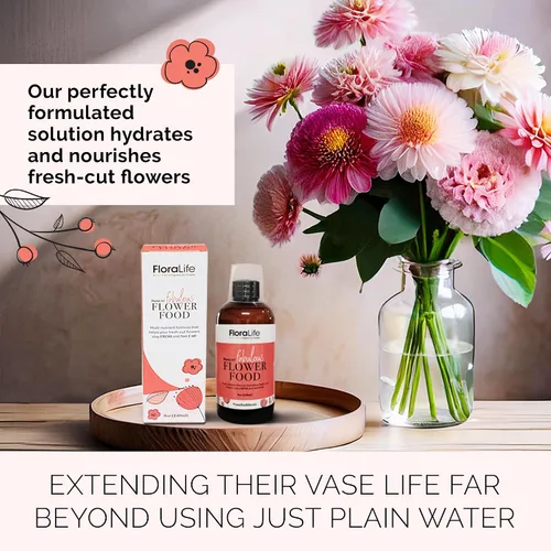 Vista 3 de FloraLife Alimento de flores recién cortadas - Solución líquida de nutrientes e hidratación - 8oz