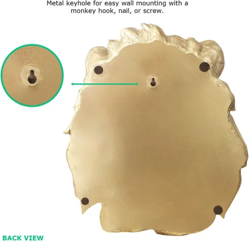 Vista 6 de Wall Charmers - León en oro – Fauxidermia de imitación montado en el busto de la cabeza falsa decorativa de resina falsa montaje animal taxidermia