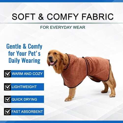 Vista 6 de Personalized Passion Bata de baño para perros – Abrigo de secado para perros súper suave – Lujosa y absorbente toalla de secado para perros