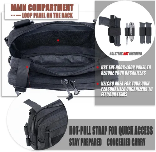 Vista 4 de Bolso Táctico de Cinturón de Pecho Oculto para Transporte Discreto CCW, Bolso Molle IFAK EMT Organizador Médico para Caza al Aire Libre, Tiro