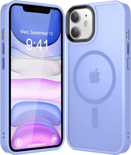Vista 13 de Fuerte magnético para iPhone 11, compatible con Magsafe, [resistente a caídas de 13 pies] Funda trasera translúcida mate con sensación de piel