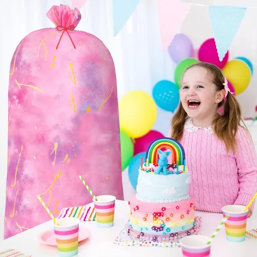 Vista 3 de Leinuosen 2 bolsas de regalo jumbo de 70 pulgadas, bolsas de regalo de plástico de gran tamaño con teñido anudado, bolsa de regalo extra grande