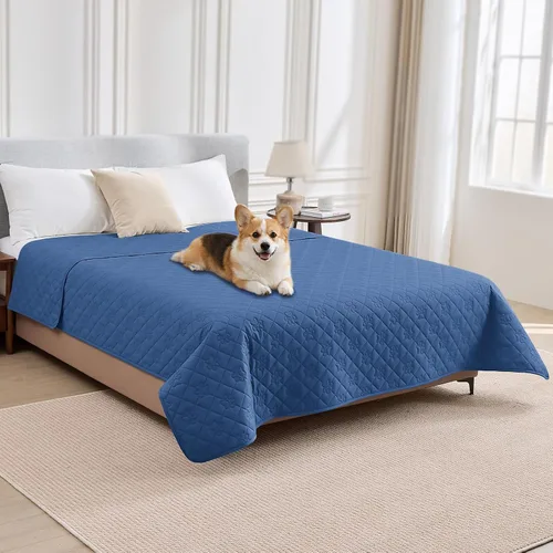 Vista 14 de PAWFINITY Funda de cama impermeable para perros, manta para mascotas lavable para colchón Gris