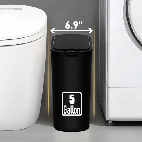 Vista 4 de TIPGO Cubo de basura de 5 galones con sensor de movimiento para baño con tapa, cubo de basura automático sin contacto, cesta de basura inteligente