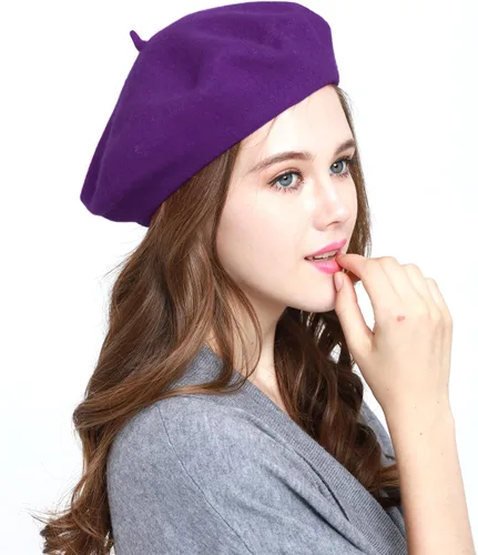 Vista 45 de WW004 Invierno 100% Lana Cálida Arte Francés Vasco Boina Tam Beanie Cap