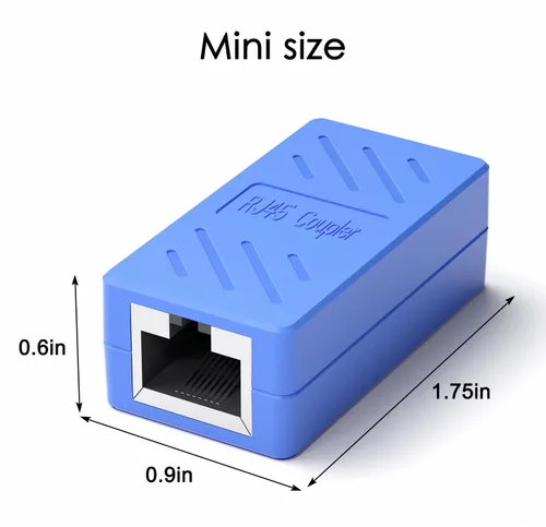 Vista 6 de Adaptador de extensor de cable Ethernet RJ45, conector LAN, acoplador de línea hembra a hembra (azul, paquete de 6)