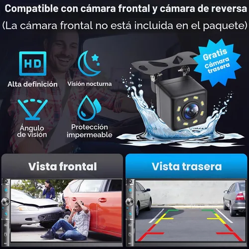 Vista 5 de Estéreo de auto de doble DIN de 7 pulgadas, Apple Carplay inalámbrico y Android Auto, pantalla táctil HD, Bluetooth, 240W, SWC, salida de subwoofer