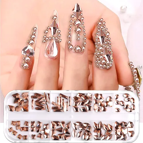 Vista 5 de 2 cajas de diamantes de imitación rojos para uñas, cristales de cristal para uñas, parte trasera plana, diamantes de imitación para uñas, piedras