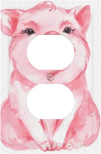 Vista 2 de Cubierta de interruptor de luz dúplex de 1 banda con diseño de animales rosados, diseño de cerdo divertido, placa frontal eléctrica, placa de Placa