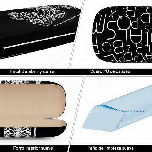 Vista 4 de Funda para gafas, funda protectora de carcasa rígida para gafas, unisex para mujeres y hombres Paquete de 3-Negro