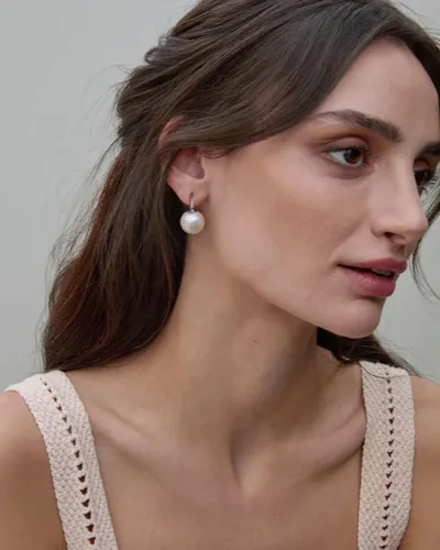 Vista 59 de Aretes colgantes de plata de ley 925 seleccionados a mano AAA+ de 7.5 a 0.315 in con perlas cultivadas de agua dulce blancas para mujer