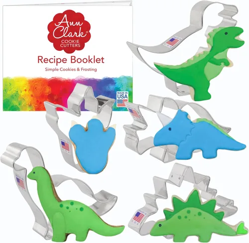 Vista 10 de Juego de 3 cortadores de galletas de dinosaurio Ann Clark fabricados en EE. UU., T-Rex, Brontosaurio, Triceratops