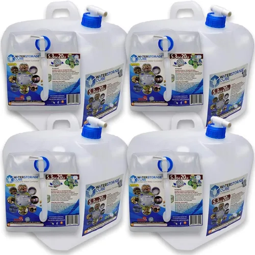 Vista 11 de WaterStorageCube Contenedor de agua plegable sin BPA con grifo, recipiente para llevar agua de grado alimenticio para camping al aire libre