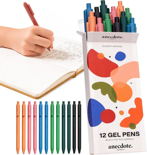Vista 8 de ANECDOTE. Journaling Pens Set (6 Pack) Black Ink Planner Pens, Fine Point Pens (0.5mm) Cute Journal Accessories, Retractable Gel Pen Set, Smooth