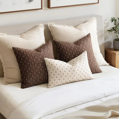 Vista 54 de MIULEE - Juego de 2 fundas de almohada decorativas de lino de arpillera navideñas, modernas, estilo campestre, rústicas, tejidas, con textura