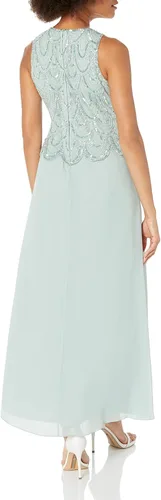 Vista 28 de J Kara Vestido largo sin mangas con cuentas y bufanda para mujer, talla grande