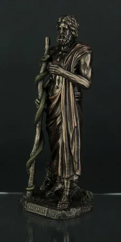 Vista 2 de Veronese Design Estatua griega de Asclepio con acabado de bronce del dios de la medicina
