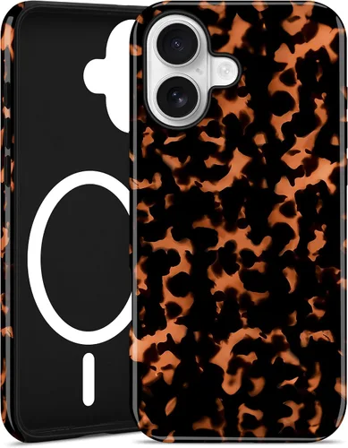 Vista 76 de Jusy Compatible con MagSafe Brown Tortoise Shell Print Phone Case para iPhone 7/8/SE, funda protectora magnética de lujo de TPU suave