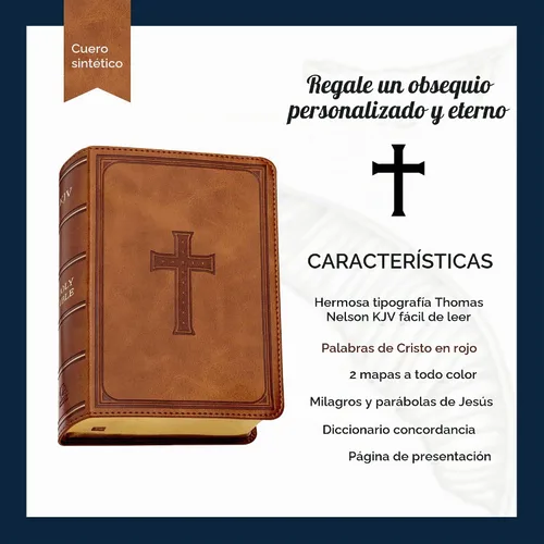 Vista 6 de Biblia impresa grande personalizada KJV para adultos, nombre grabado Marrón