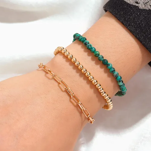 Vista 135 de Long tiantian Pulsera de oro gruesa para mujer, pulseras de oro delicadas, pulseras para mujer, pulseras apilables de eslabones de cadena