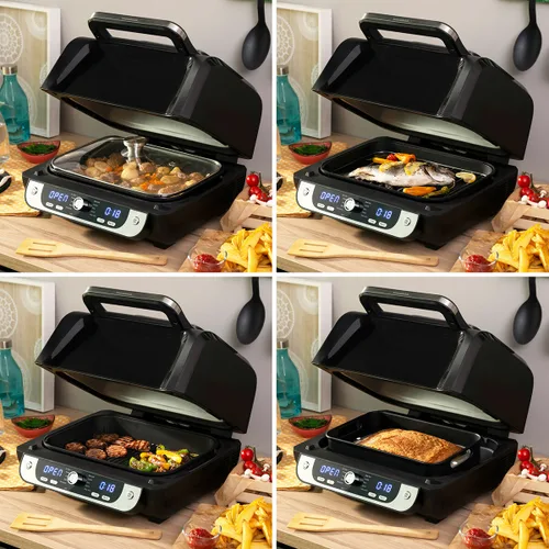 Vista 5 de Freidora de Aire con Grill, Accesorios y Recetario InnovaGoods Fryinn 12-in-1 6000 Negro Acero 3400 W 6 L