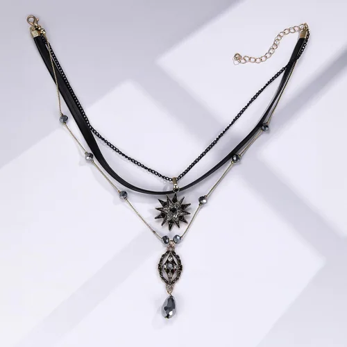 Vista 5 de AILUOR Collar multicapa, gargantilla de estrella vintage con cadena colgante de cuero para mujer, joyería