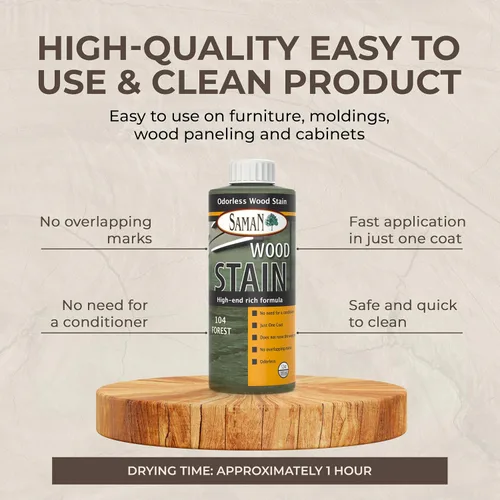 Vista 5 de SamaN Tinte para Madera Interior a Base de Agua - Tinte Natural para Muebles, Molduras, Paneles de Madera, Gabinetes (Forest TEW-104-12, 12 oz)
