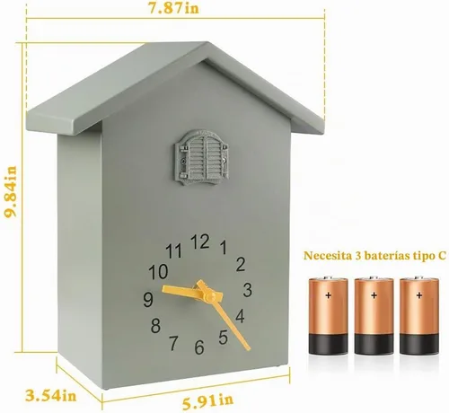 Vista 7 de KEYPOWER - Reloj de cuco, reloj de pared de cuco, sonidos de pájaros de cuco o llamada, péndulo de reloj con diseño, casa de pájaros, arte de pared