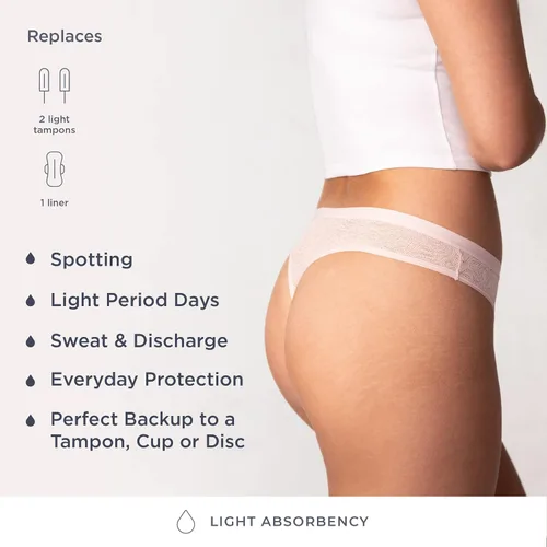 Vista 2 de saalt Reusable Period Underwear - Comfortable, Thin, and Keeps You Dry from All Leaks (Lace Thong)