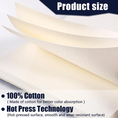 Vista 3 de 30 hojas de papel de acuarela, A5 (8.3 x 5.8), papel de acuarela de prensa en caliente, 140 lb/300 GSM, cuaderno de bocetos de acuarela para pintura