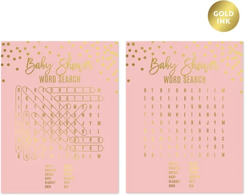 Vista 29 de Andaz Press Blush Rosa y Metallic Gold Confeti Lunares Baby Shower Party Collection Banderín colgante con cuerda, Baby Shower, 5 pies, 1 juego