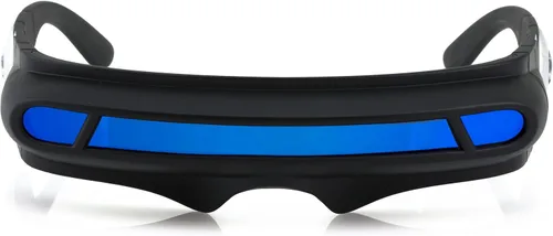 Vista 2 de FLAWLESS EYEWEAR Futurista Space Alien Disfraz Fiesta Cíclope Escudo Espejo de Color Mono Lente Envoltura Gafas de sol 5.787 in
