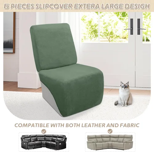 Vista 611 de Arfntevss Fundas de sofá seccional reclinable de terciopelo, Funda de sofá seccional de esquina para sofá reclinable, Funda elástica suave