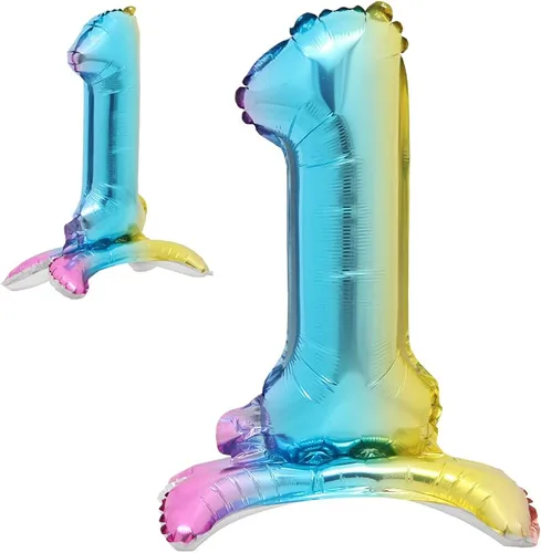 Vista 5 de Globos de helio de 40 pulgadas con degradado arcoíris de pie, colorido, tamaño grande, globos de helio para fiesta de cumpleaños, decoración