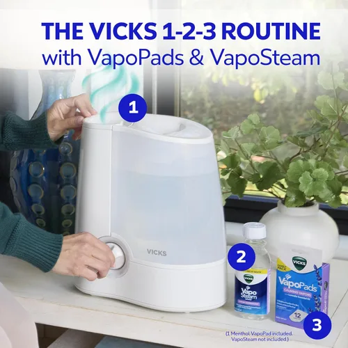 Vista 4 de Humidificador Vicks, de rocío cálido con apagado automático., V745A/V745-JUV, gris, 1, 1