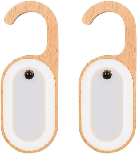 Vista 9 de Luz Nocturna de Llave de Puerta con Sensor de Movimiento para Mensaje Memo de Madera, Lámpara LED de Cerradura de Puerta con Tablero de Perilla