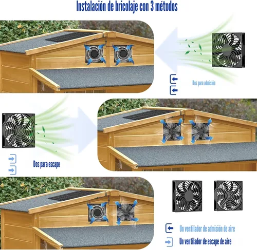 Vista 6 de MARBERO Kit de ventilador solar de 4.7 pulgadas, panel solar de 15 W con 2 ventiladores impermeables, ventilador de aire de entrada o escape
