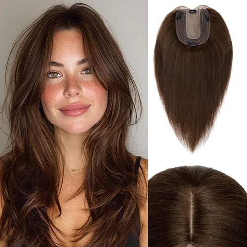 Vista 33 de Rich Choices Pelucas con topper de cabello para mujeres, cabello humano real 100% Remy, sin flequillo, para mujeres con adelgazamiento en la parte