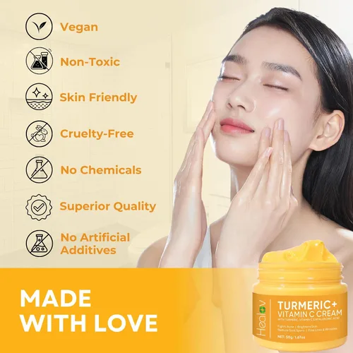 Vista 8 de Crema facial de cúrcuma para rostro y cuerpo, loción iluminadora de piel de cúrcuma totalmente natural, limpia la piel, combate el acné, unifica