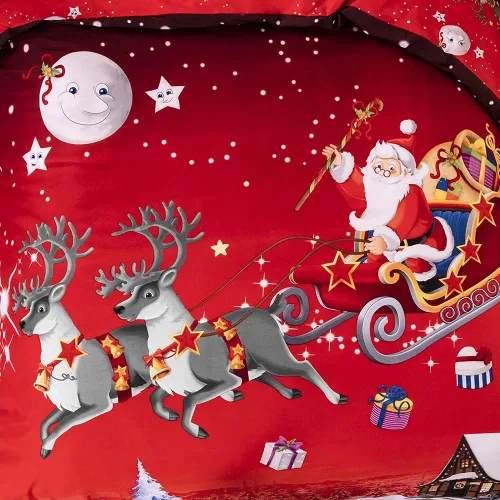 Vista 4 de Juego de funda de edredón de Navidad, tamaño King, diseño de ciervos de Papá Noel, funda de edredón con cremallera